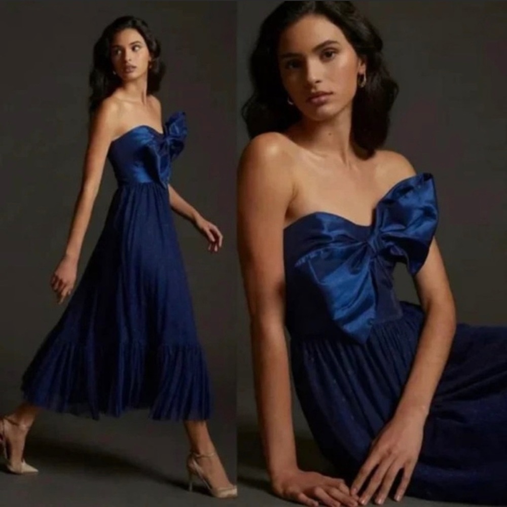 Hutch Blue Bow Chiffon Dress - Size 16